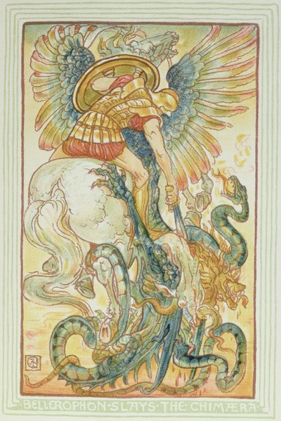 Bellerophon fighting the Chimaera by Walter Crane